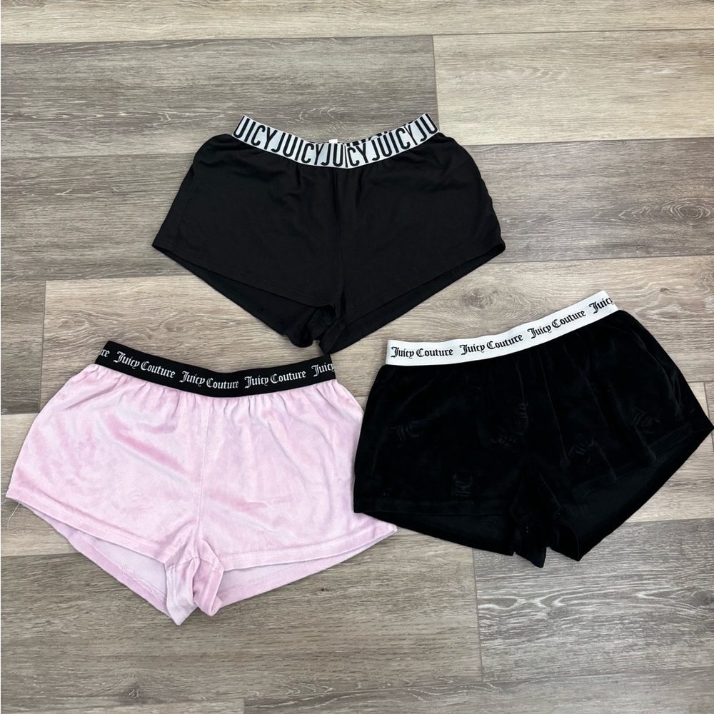 Juicy Couture Black and Pink Women's Shorts Trio Plus 3 TShirts and Mickey Set